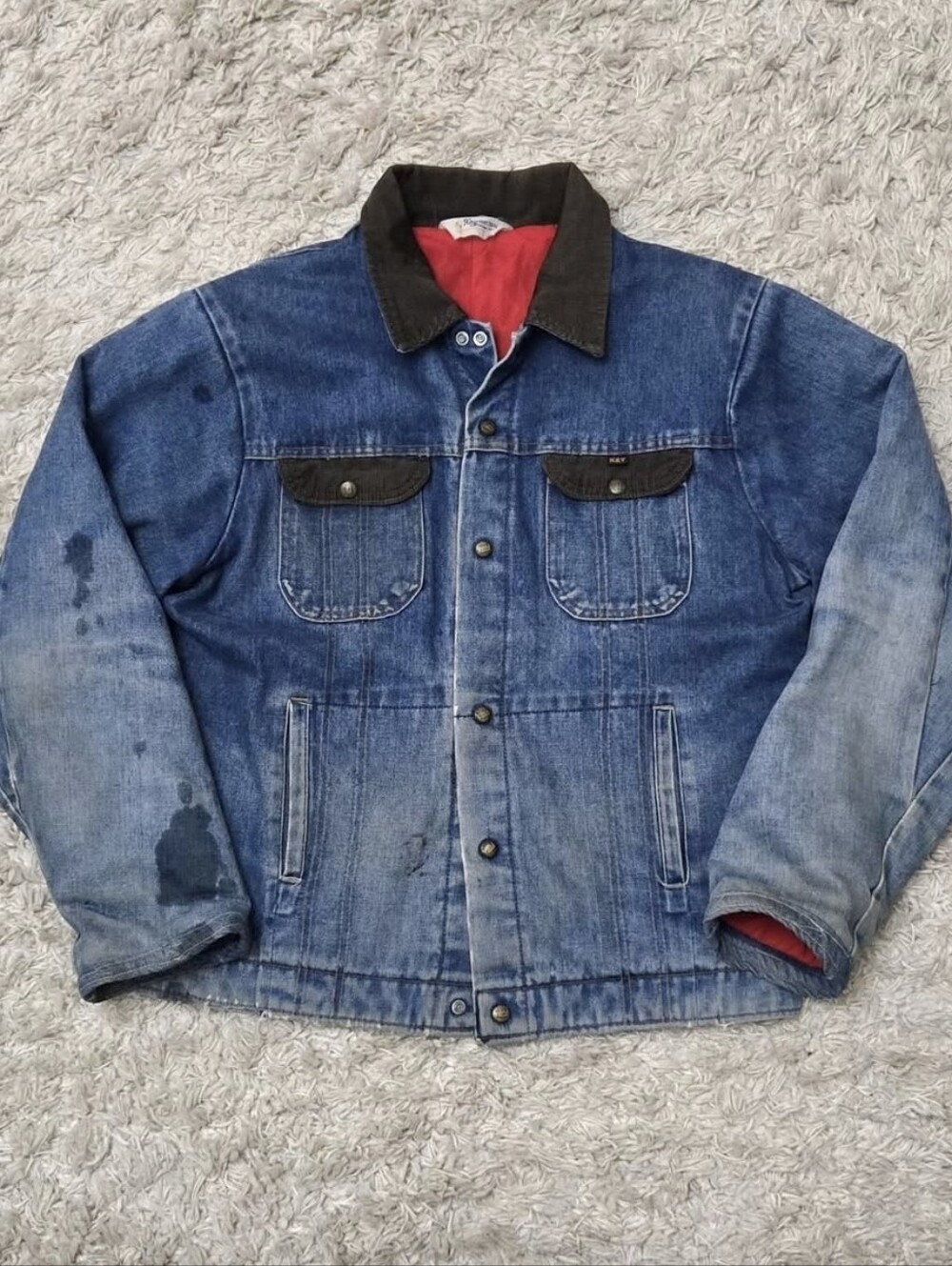 VTG 80s/90s KEY Imperial Lined Denim Trucker Jacket L/XL
